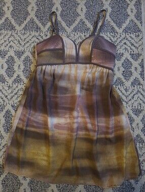 Ombre Babydoll Slip Dress - Multi Brown & Gold Tones
